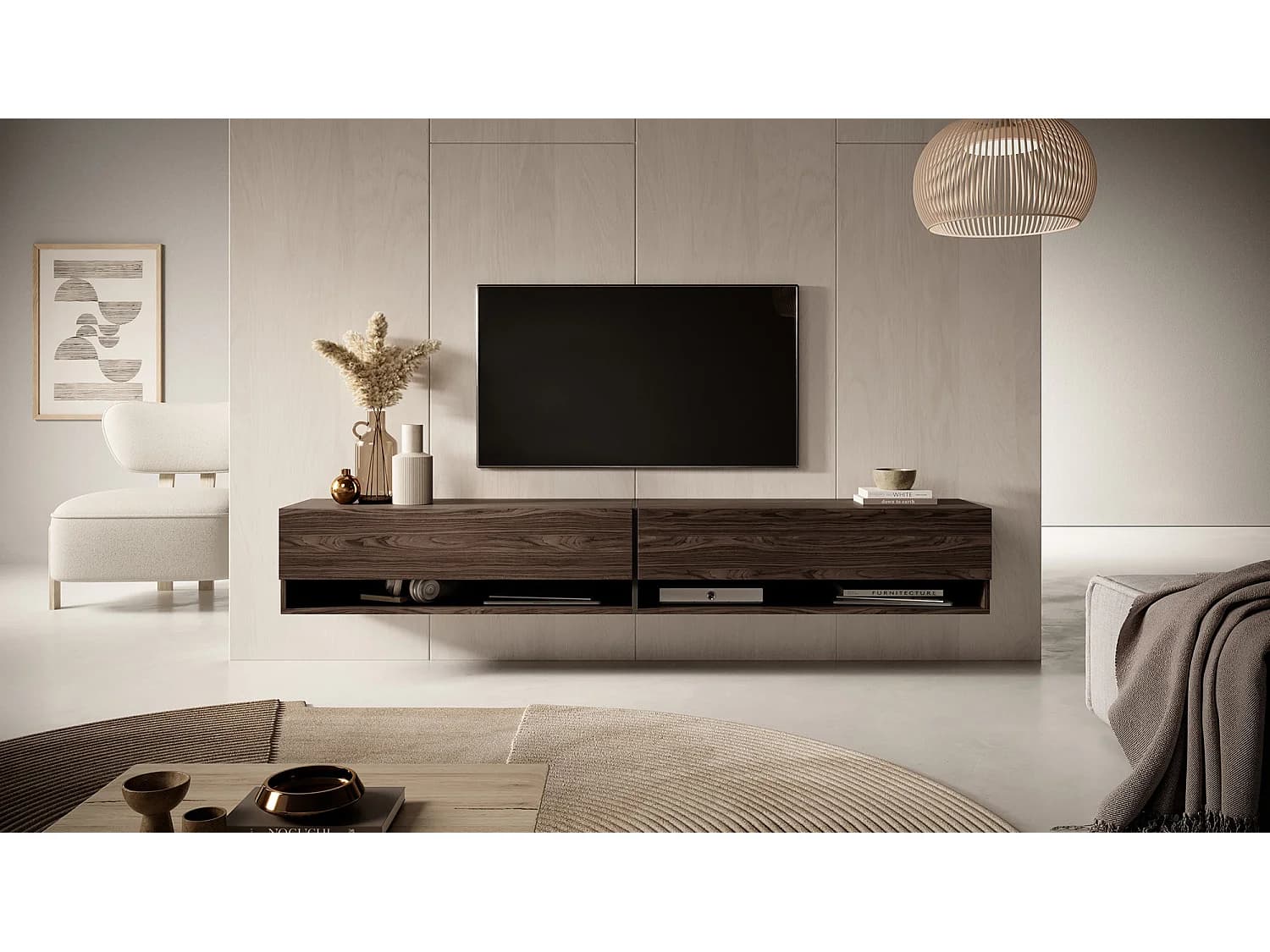 Meuble TV 200 cm - Noyer - MIRRGO