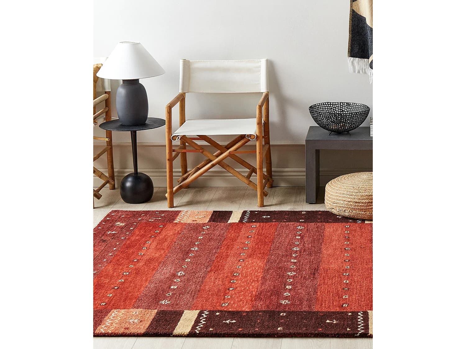 Tapis gabbeh en laine rouge 160 x 230 cm SINANLI