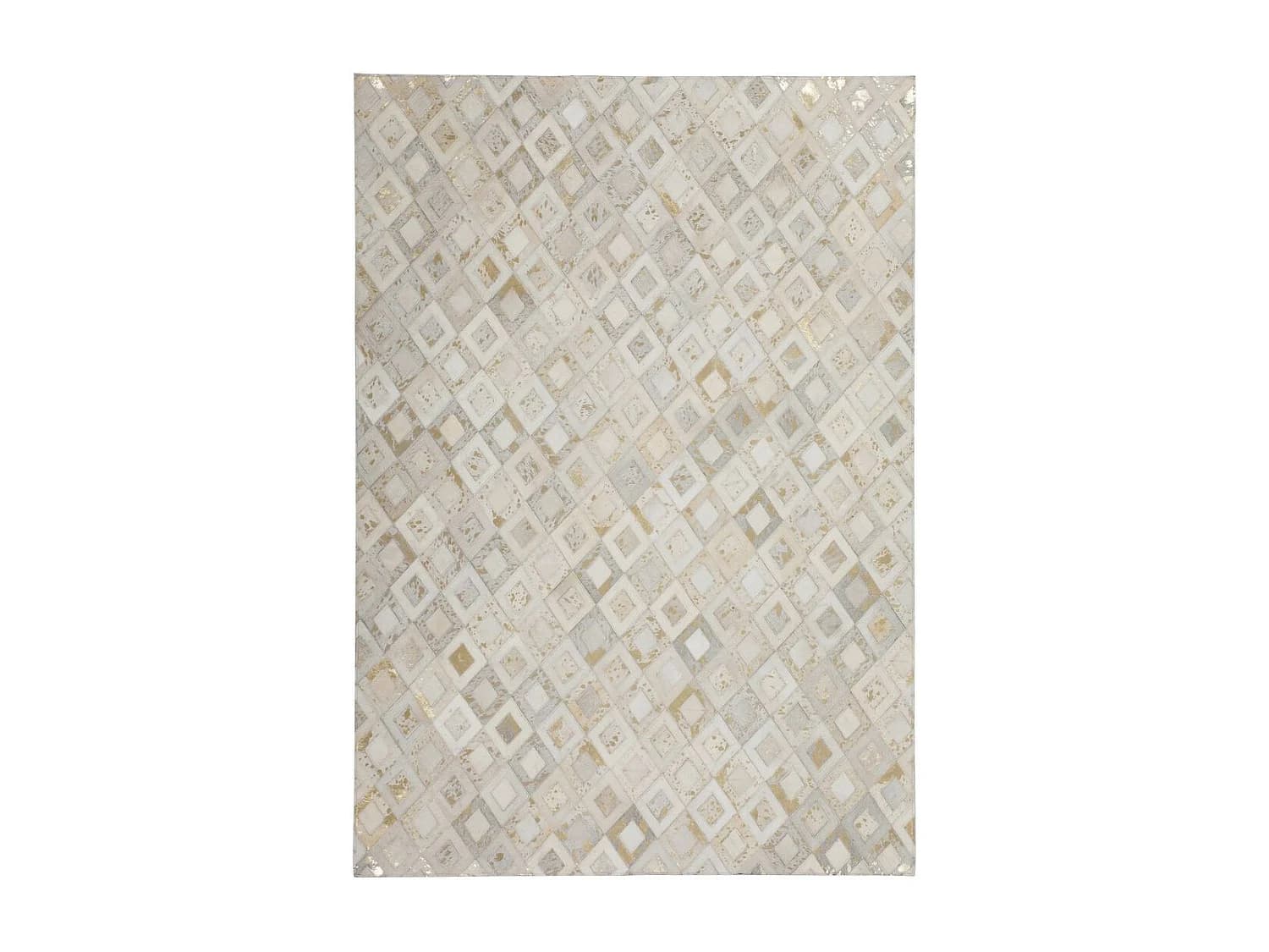 Tapis en Cuir Effet Métallique "Spark" Ivoire & Or 160 x 230 cm