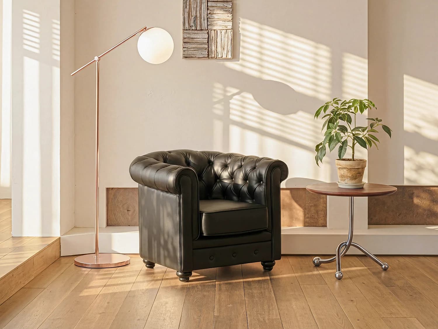 Fauteuil en simili CHESTERFIELD - Noir