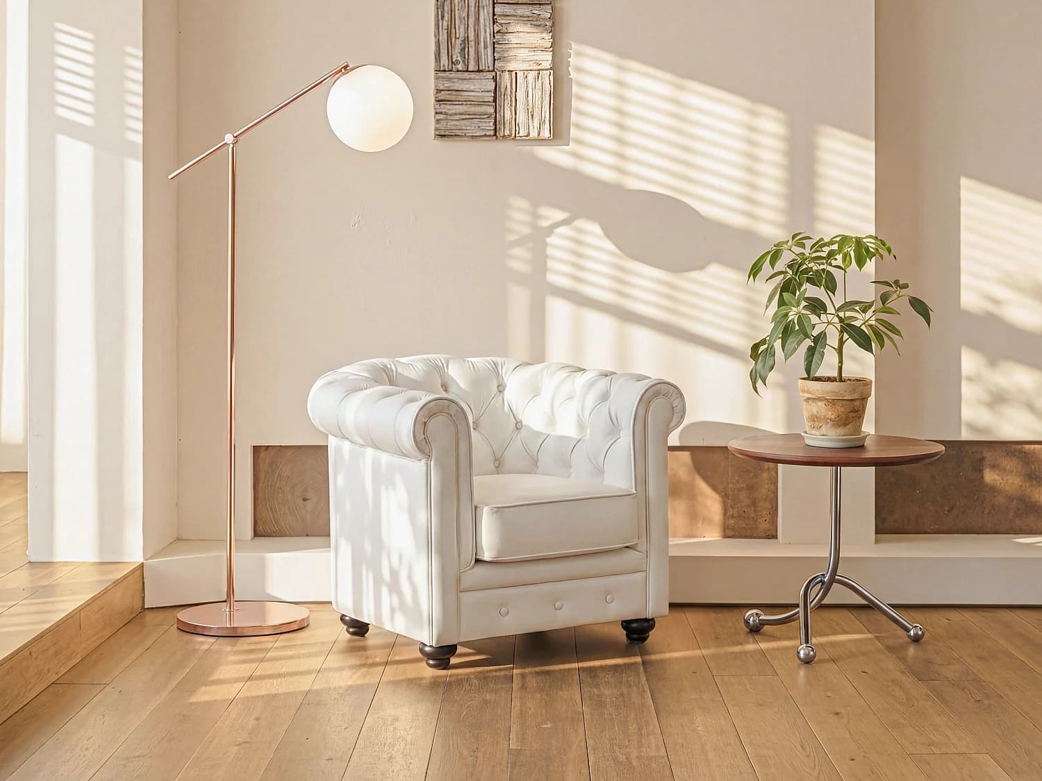 Fauteuil en simili CHESTERFIELD - Blanc