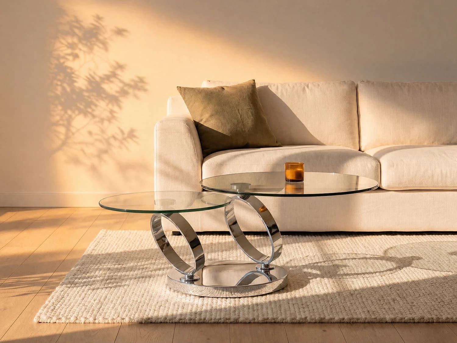 Table basse avec plateaux pivotants - Verre trempé et métal - JOLINE de Maison Céphy