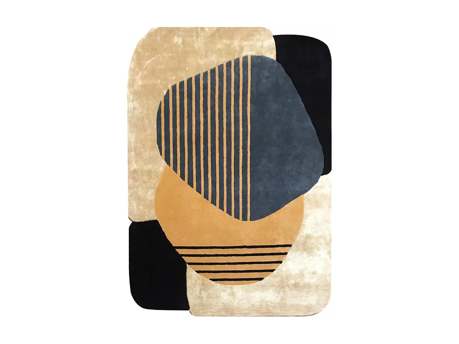 Tapis salon et chambre fait main en laine motif géométrique ATOLL 1